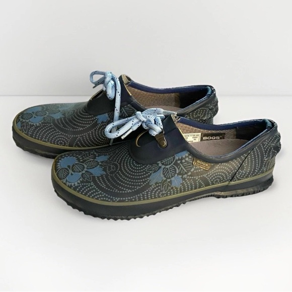 Bogs Batik Urban Farmer Slides Clogs Women’s Size 9 Blue Leaf Waterproof - Picture 1 of 9